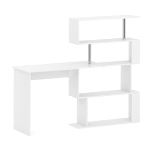 Schreibtisch FABIEN mit drehbarem Regal 157 x 45 x 131 cm weiss