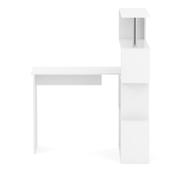 Schreibtisch FABIEN mit drehbarem Regal 157 x 45 x 131 cm weiss