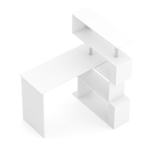 Schreibtisch FABIEN mit drehbarem Regal 157 x 45 x 131 cm weiss