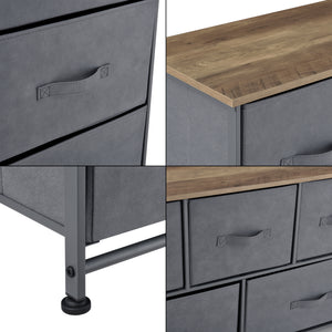 Kommode 55x100x29cm mit 5 Schubladen Grau/Holzfarben
