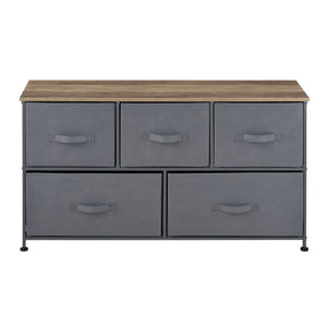 Kommode 55x100x29cm mit 5 Schubladen Grau/Holzfarben