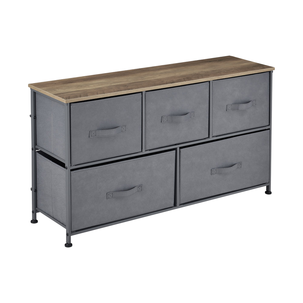 Cassettiera 55x100x29cm con 5 cassetti Colore grigio/legno