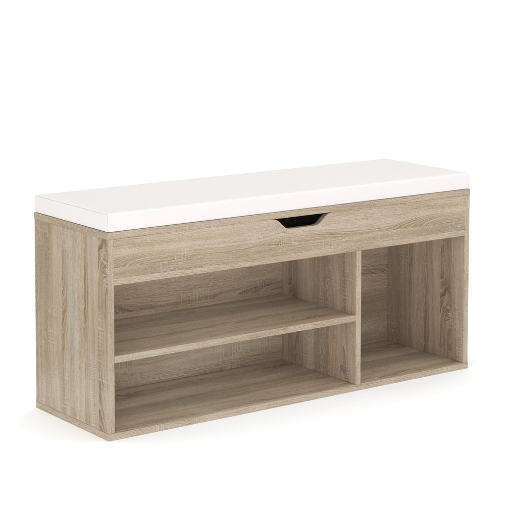 Schuhbank 104 x 32 x 48 cm braun/weiss