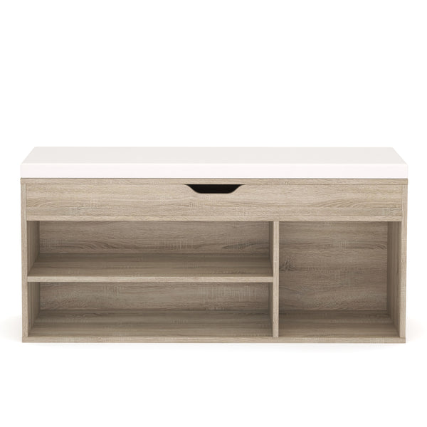 Banc à chaussures 104 x 32 x 48 cm marron/blanc