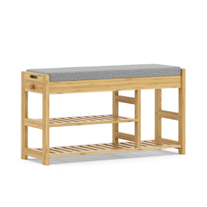 Schuhbank Bambus SEREIN 90 x 30 x 51 cm natur