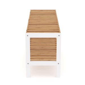 Étagère à chaussures en bambou à 2 niveaux, 70 x 24 x 33 cm, naturel/blanc