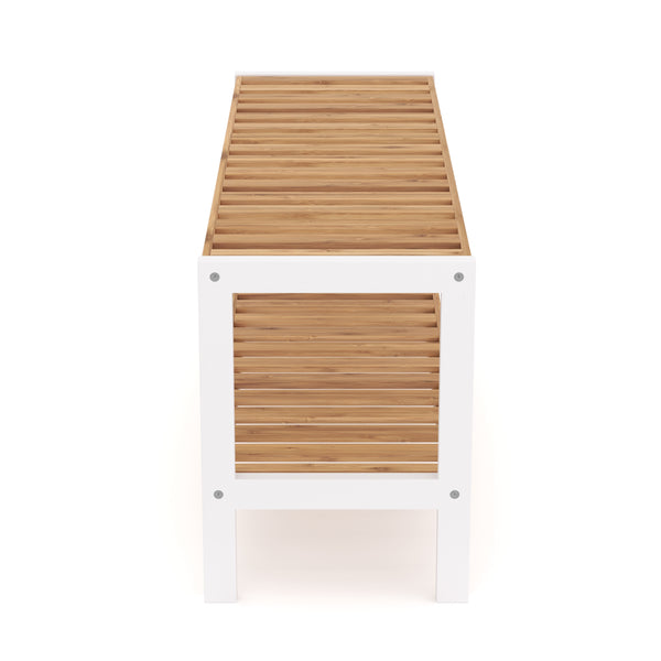Étagère à chaussures en bambou à 2 niveaux, 70 x 24 x 33 cm, naturel/blanc