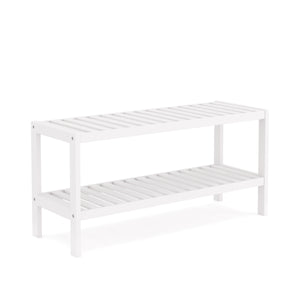 Scarpiera in bambù con 2 ripiani, 70 x 26 x 33 cm, bianco
