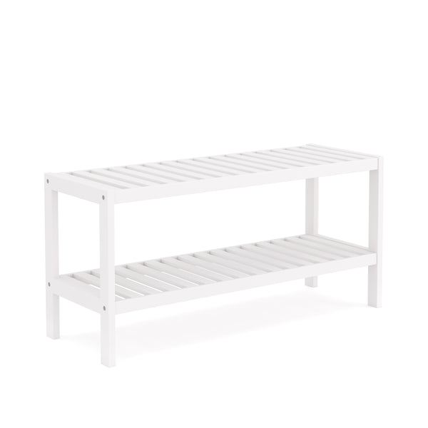 Scarpiera in bambù con 2 ripiani, 70 x 26 x 33 cm, bianco