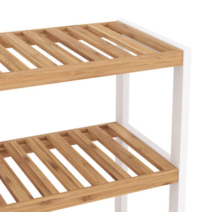 Étagère à chaussures en bambou à 3 niveaux, 70 x 24 x 54 cm, naturel/blanc