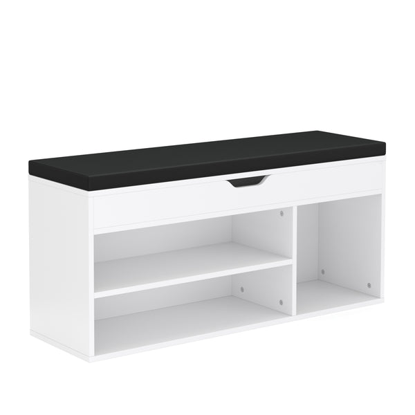 Panca portascarpe in legno, 104 x 32 x 48 cm, bianca