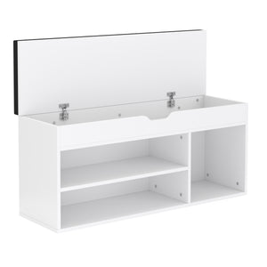 Panca portascarpe in legno, 104 x 32 x 48 cm, bianca