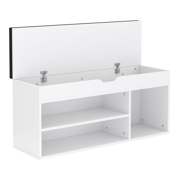 Panca portascarpe in legno, 104 x 32 x 48 cm, bianca