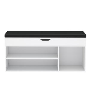 Panca portascarpe in legno, 104 x 32 x 48 cm, bianca