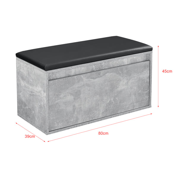 Sitzbank Degerfors 80x39x45cm mit Schublade Betonoptik und Schwarz