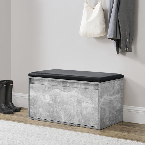 Sitzbank Degerfors 80x39x45cm mit Schublade Betonoptik und Schwarz
