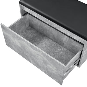 Sitzbank Degerfors 80x39x45cm mit Schublade Betonoptik und Schwarz