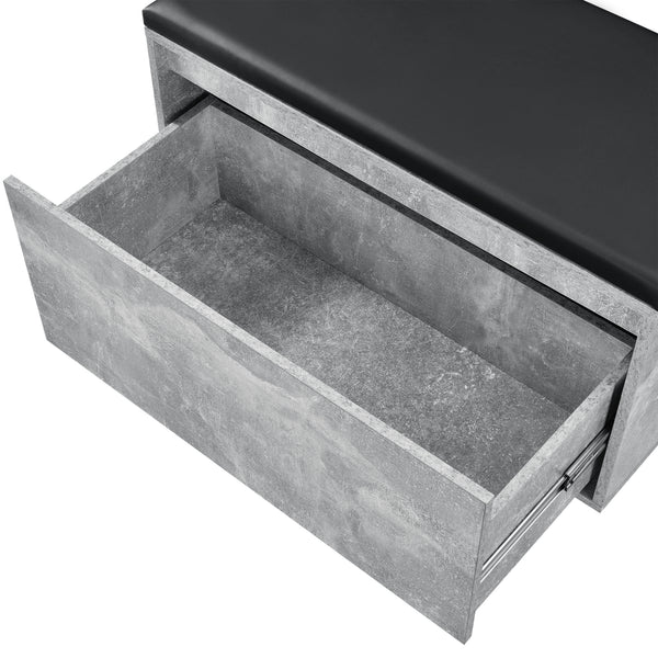 Sitzbank Degerfors 80x39x45cm mit Schublade Betonoptik und Schwarz