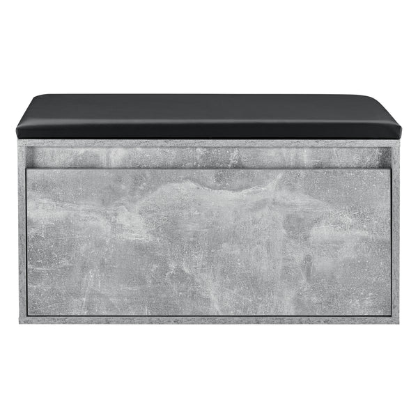 Sitzbank Degerfors 80x39x45cm mit Schublade Betonoptik und Schwarz