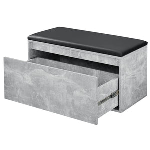Sitzbank Degerfors 80x39x45cm mit Schublade Betonoptik und Schwarz