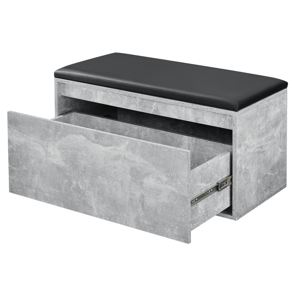 Sitzbank Degerfors 80x39x45cm mit Schublade Betonoptik und Schwarz