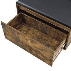 Sitzbank Degerfors 80x39x45cm mit Schublade Eiche dunkel Schwarz