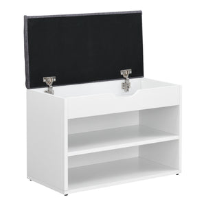 Schuhbank Sitzbank Schuhregal Gentofte 60x30x46cm Weiss/Grau