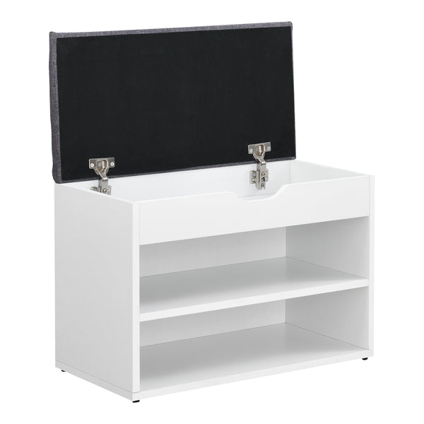Schuhbank Sitzbank Schuhregal Gentofte 60x30x46cm Weiss/Grau