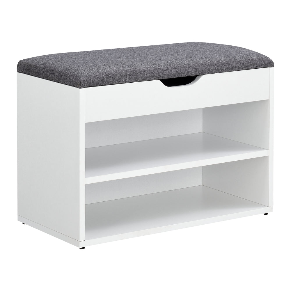 Panca portascarpe, seduta, scarpiera, Gentofte 60x30x46cm Bianco/Grigio