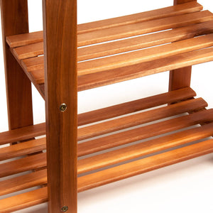 Étagère à chaussures 2 en 1 avec banc, en bois d'acacia