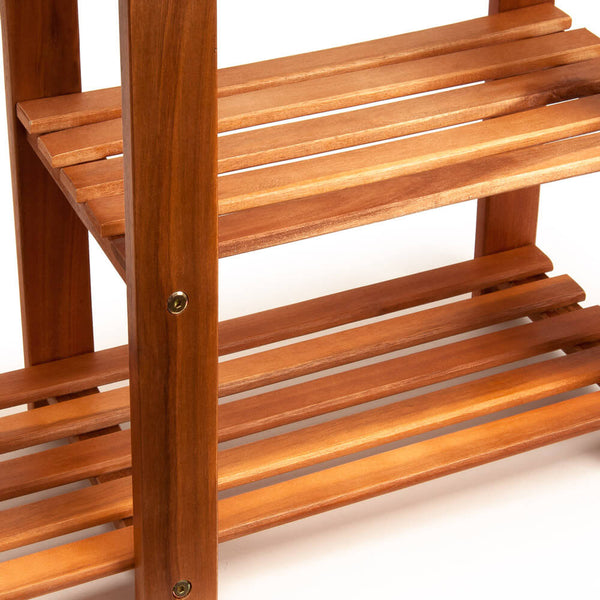 Étagère à chaussures 2 en 1 avec banc, en bois d'acacia