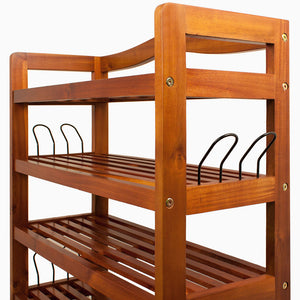 Étagère à chaussures à 5 niveaux en bois d'acacia élégant