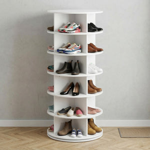 Schuhregal ELDWYN drehbar 6 Ebenen 65 x 140 cm weiss