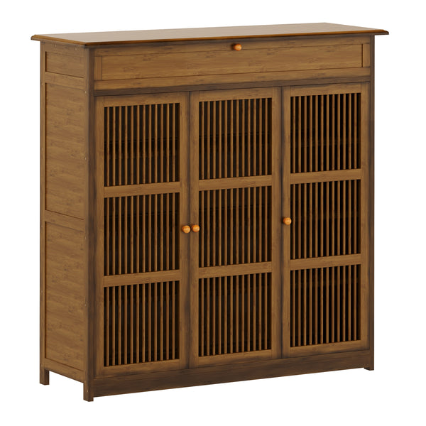 Schuhschrank Bambus AMEDIO 93 x 32 x 98 cm braun