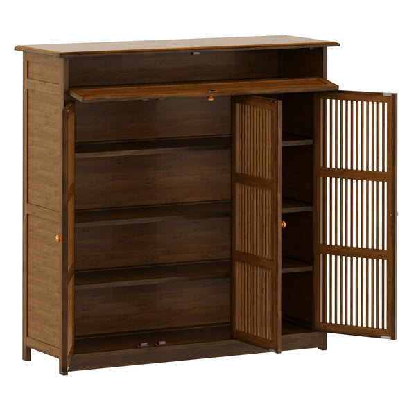 Schuhschrank Bambus AMEDIO 93 x 32 x 98 cm braun