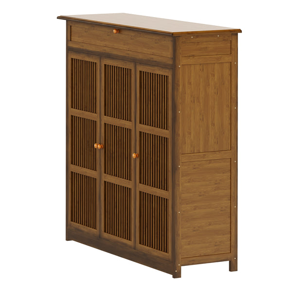 Schuhschrank Bambus AMEDIO 93 x 32 x 98 cm braun