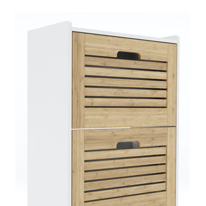 Meuble à chaussures KAMALIA 55 x 30 x 112 cm blanc/marron clair