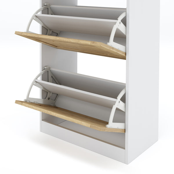 Meuble à chaussures KAMALIA 55 x 30 x 112 cm blanc/marron clair