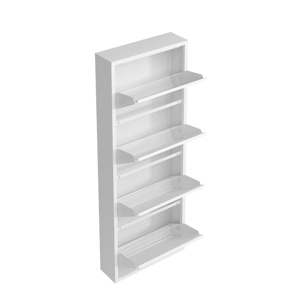 Meuble à chaussures en métal ROMEO 50 x 136 cm blanc
