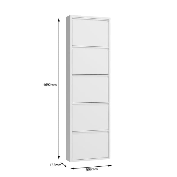 Meuble à chaussures en métal ROMEO 50 x 169 cm blanc