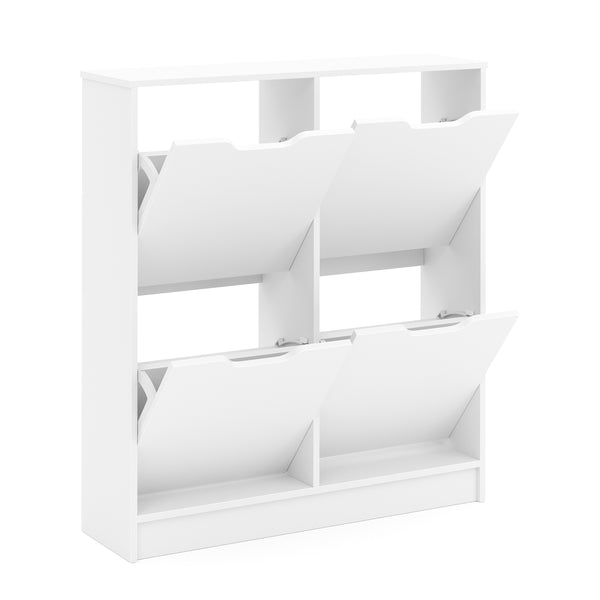 Schuhschrank SENA 4 Kippfächer 90 x 100 cm weiss
