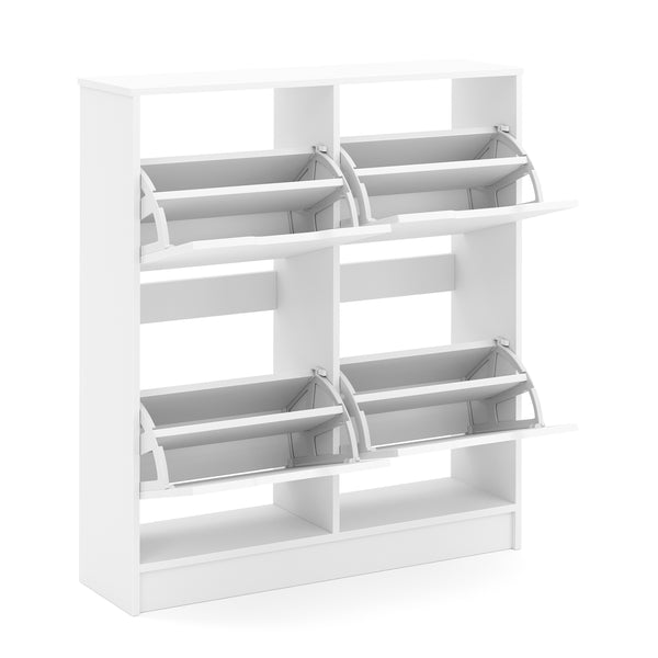 Schuhschrank SENA 4 Kippfächer 90 x 100 cm weiss