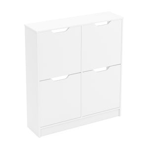 Schuhschrank SENA 4 Kippfächer 90 x 100 cm weiss