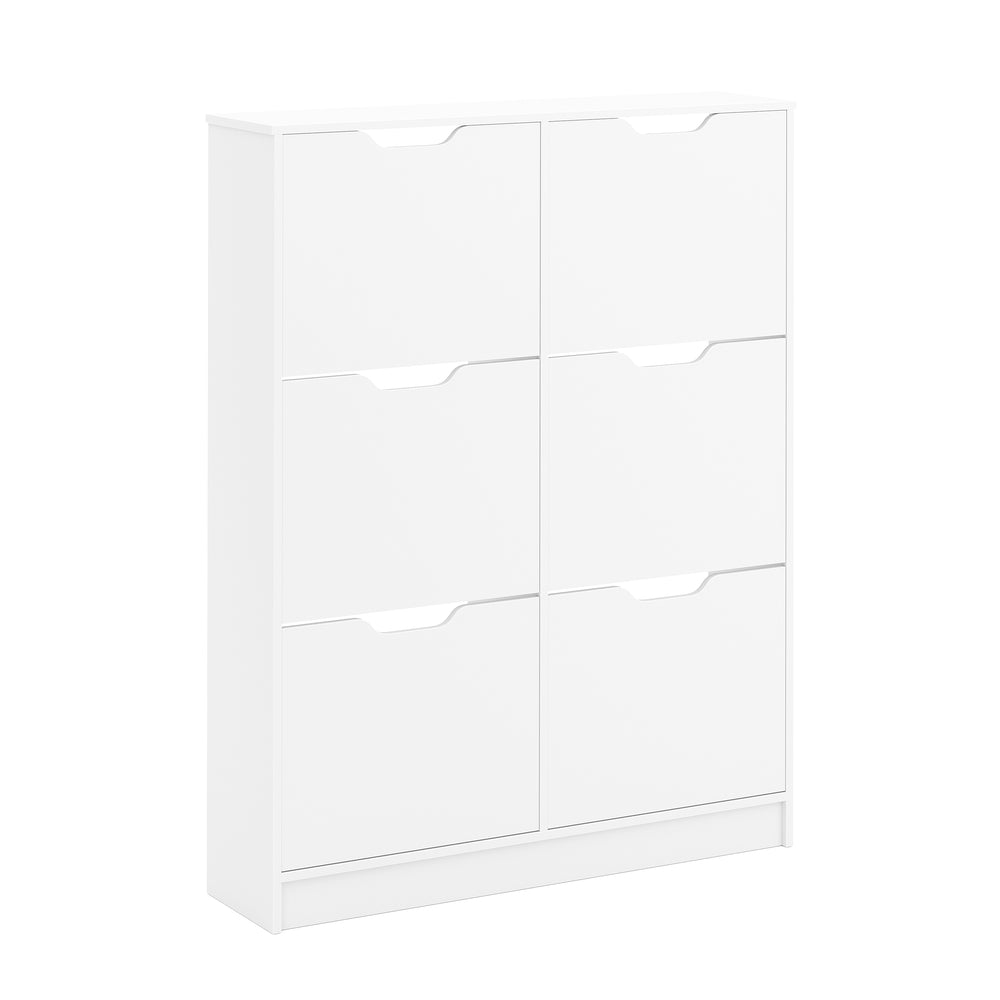 Schuhschrank SENA 6 Kippfächer 101 x 129 cm weiss