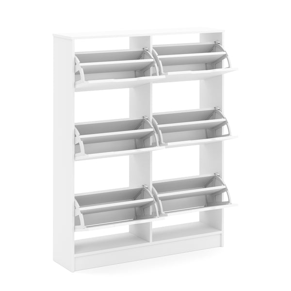 Schuhschrank SENA 6 Kippfächer 101 x 129 cm weiss
