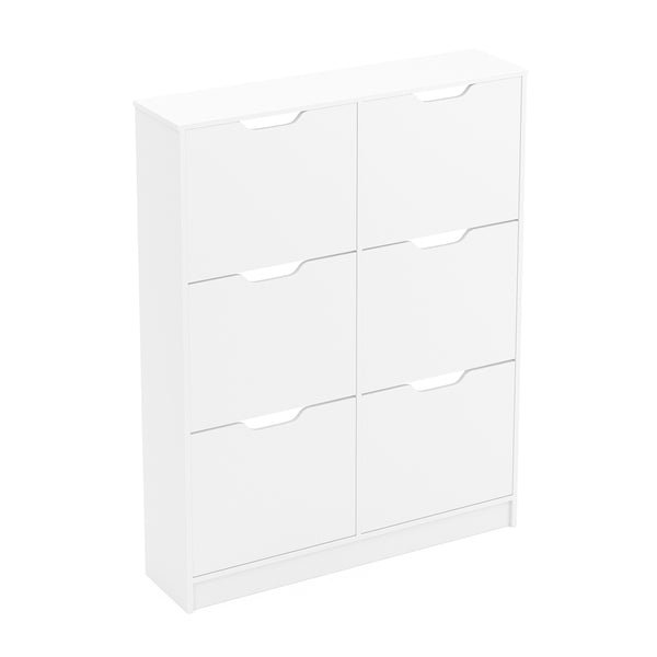 Schuhschrank SENA 6 Kippfächer 101 x 129 cm weiss
