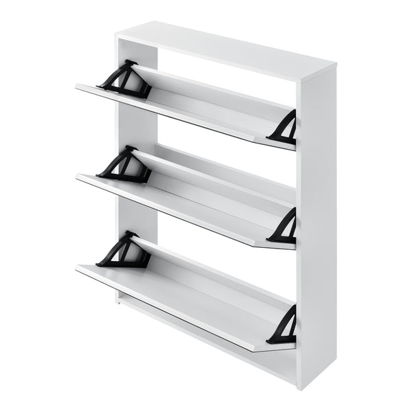 Shoe cabinet Lund 102.5x63x17cm Mirrored White
