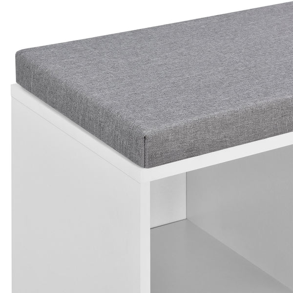 Ymir shoe rack 103x30x48 cm, 10 shelves, bench, white/grey