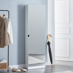 Schuhschrank Meura 160x48x20cm verspiegelt Weiss