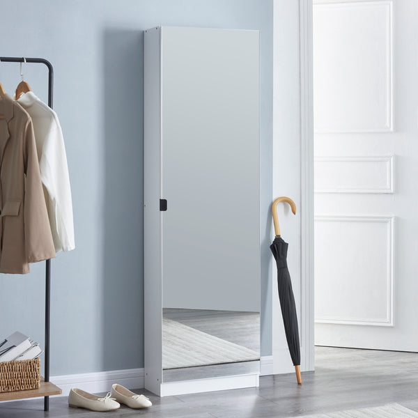 Schuhschrank Meura 160x48x20cm verspiegelt Weiss